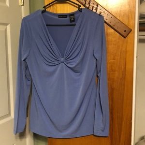 Blue indigo long sleeve stretchy vneck